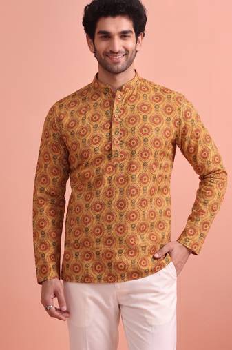 Rooted libaas multicolor digital print cotton blend full sleeves short kurta