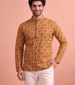 Rooted libaas multicolor digital print cotton blend full sleeves short kurta