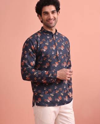 Rooted libaas multicolor digital print cotton blend full sleeves short kurta 2