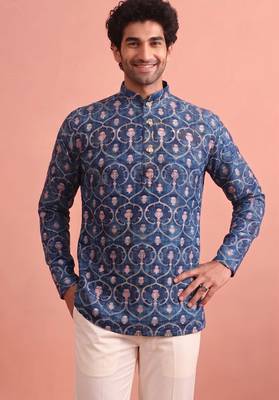Rooted libaas multicolor digital print cotton blend full sleeves short kurta 1