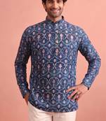 Rooted libaas multicolor digital print cotton blend full sleeves short kurta