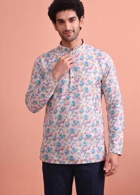 Rooted libaas multicolor digital print cotton blend full sleeves short kurta 1