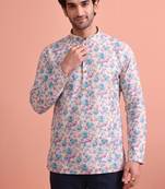 Rooted libaas multicolor digital print cotton blend full sleeves short kurta