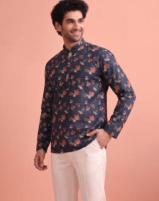 Rooted libaas multicolor digital print cotton blend full sleeves short kurta 3