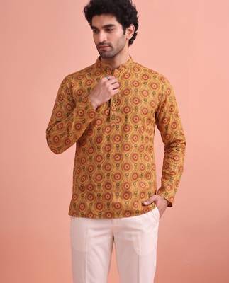 Rooted libaas multicolor digital print cotton blend full sleeves short kurta 2