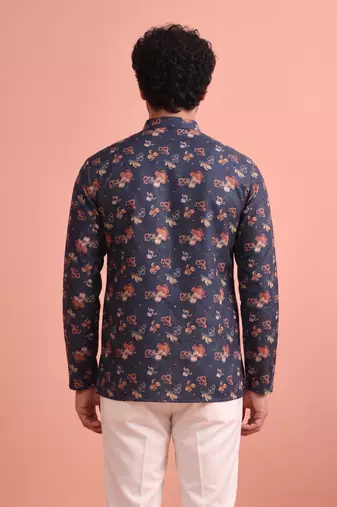 Rooted libaas multicolor digital print cotton blend full sleeves short kurta