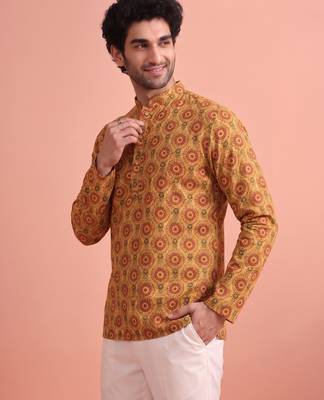 Rooted libaas multicolor digital print cotton blend full sleeves short kurta 3