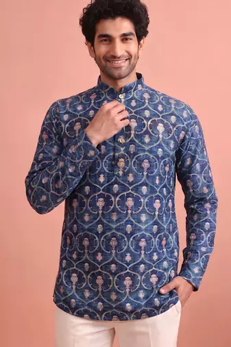 Rooted libaas multicolor digital print cotton blend full sleeves short kurta