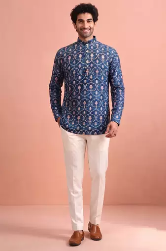 Rooted libaas multicolor digital print cotton blend full sleeves short kurta