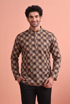 Rooted libaas multicolor digital print cotton blend full sleeves short kurta 1
