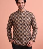 Rooted libaas multicolor digital print cotton blend full sleeves short kurta