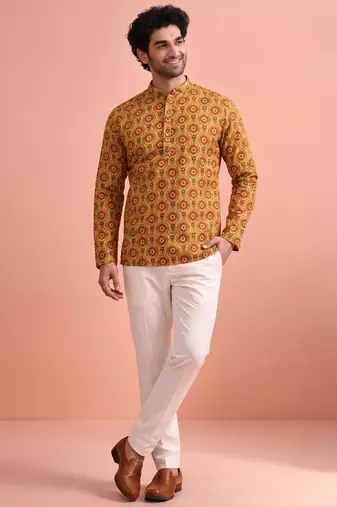 Rooted libaas multicolor digital print cotton blend full sleeves short kurta