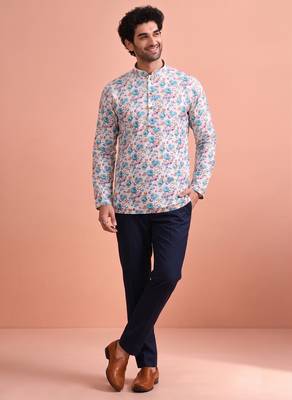 Rooted libaas multicolor digital print cotton blend full sleeves short kurta 5
