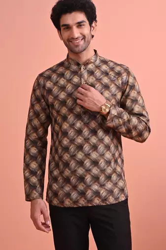 Rooted libaas multicolor digital print cotton blend full sleeves short kurta