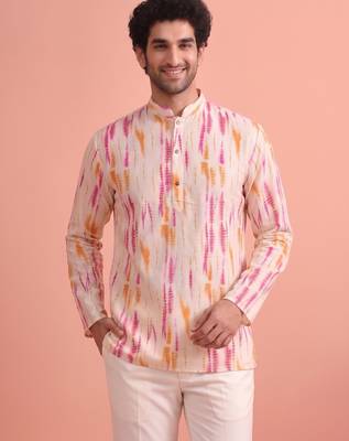 Rooted libaas multicolor digital print cotton blend full sleeves short kurta 1