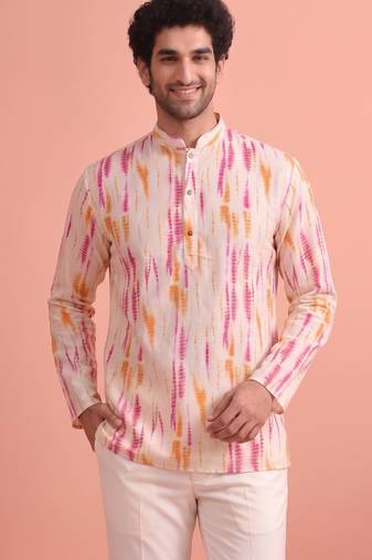 Rooted libaas multicolor digital print cotton blend full sleeves short kurta