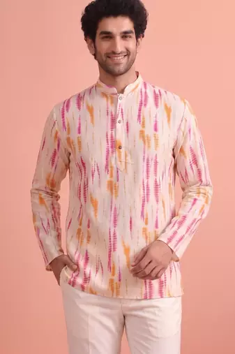 Rooted libaas multicolor digital print cotton blend full sleeves short kurta