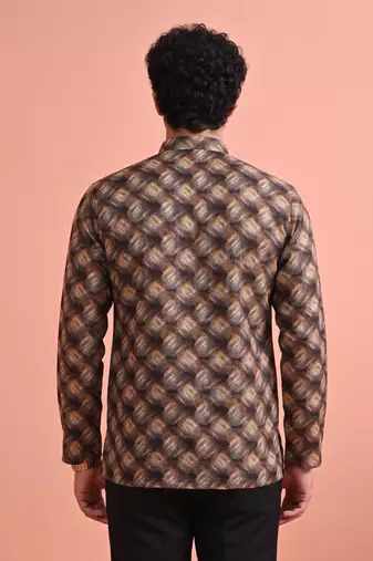 Rooted libaas multicolor digital print cotton blend full sleeves short kurta