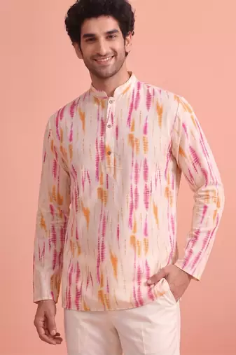 Rooted libaas multicolor digital print cotton blend full sleeves short kurta
