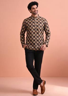 Rooted libaas multicolor digital print cotton blend full sleeves short kurta 5