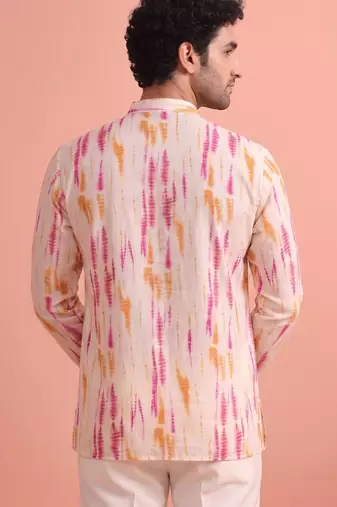 Rooted libaas multicolor digital print cotton blend full sleeves short kurta