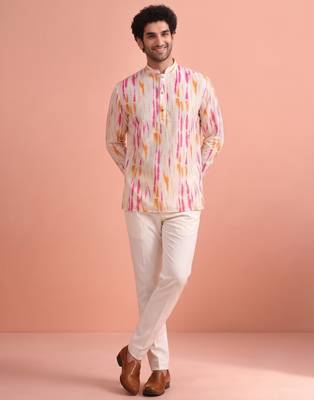 Rooted libaas multicolor digital print cotton blend full sleeves short kurta 5