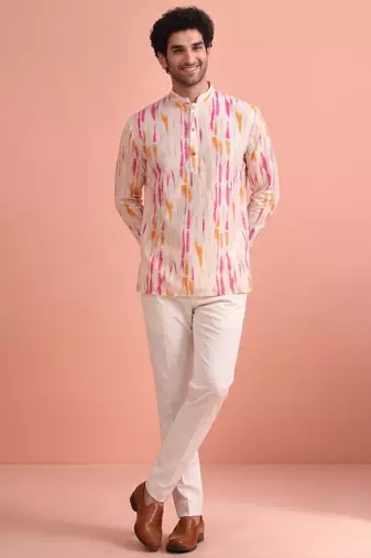 Rooted libaas multicolor digital print cotton blend full sleeves short kurta