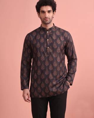 Rooted libaas multicolor digital print cotton blend full sleeves short kurta 1