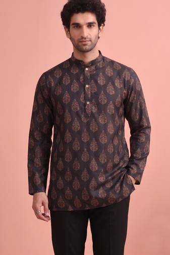 Rooted libaas multicolor digital print cotton blend full sleeves short kurta