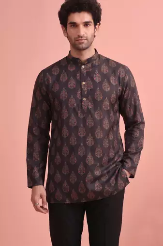 Rooted libaas multicolor digital print cotton blend full sleeves short kurta