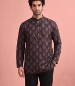 Rooted libaas multicolor digital print cotton blend full sleeves short kurta