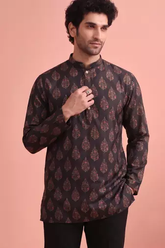 Rooted libaas multicolor digital print cotton blend full sleeves short kurta