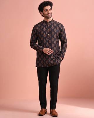 Rooted libaas multicolor digital print cotton blend full sleeves short kurta 5
