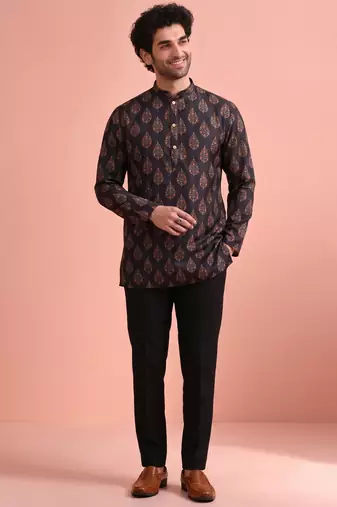 Rooted libaas multicolor digital print cotton blend full sleeves short kurta