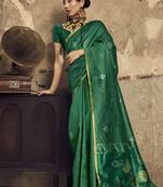 Green Silk blend with handloom weaving festival wear saree
