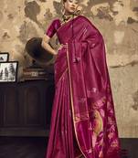 Pink Silk blend with handloom weaving festival wear saree