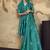 Turquoise Silk blend with handloom weaving festival wear saree