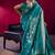 Aqua blue satin linen handloom weaving silk festival wear saree