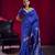 Navy blue satin linen handloom weaving silk festival wear saree