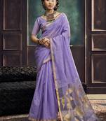 Lavender munga silk blend handloom weaving festival wear saree