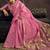 Baby pink munga silk blend handloom weaving festival wear saree