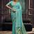 Turquoise munga silk blend handloom weaving festival wear saree