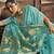 Turquoise munga silk blend handloom weaving festival wear saree