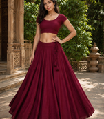 Maroon Heavy Rayon Cotton Navratri Chaniya with Blouse