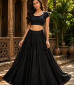 Black Heavy Rayon Cotton Navratri Chaniya with Blouse