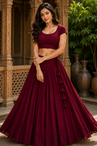 wine heavy rayon cotton navratri chaniya choli with blouse