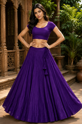 purple heavy rayon cotton navratri chaniya choli with blouse