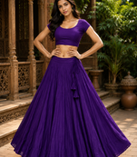 Purple Heavy Rayon Cotton Navratri Chaniya with Blouse