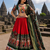 Red Dola Silk Blend Patola Navratri Lehenga with Bottle Green Dupatta
