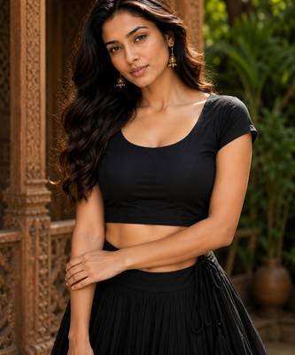 Black Heavy Rayon Cotton Navratri Chaniya with Blouse 2